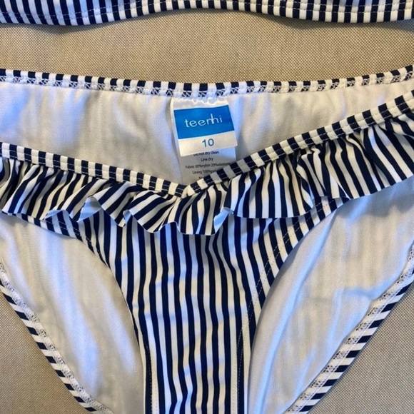 Striped Navy/White One Strap Bikini Med. - Picture 5 of 8